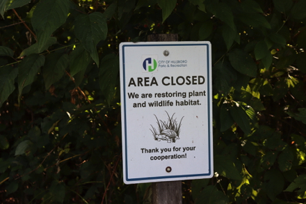 Areas closed because of plant restoration and wildlife habitat